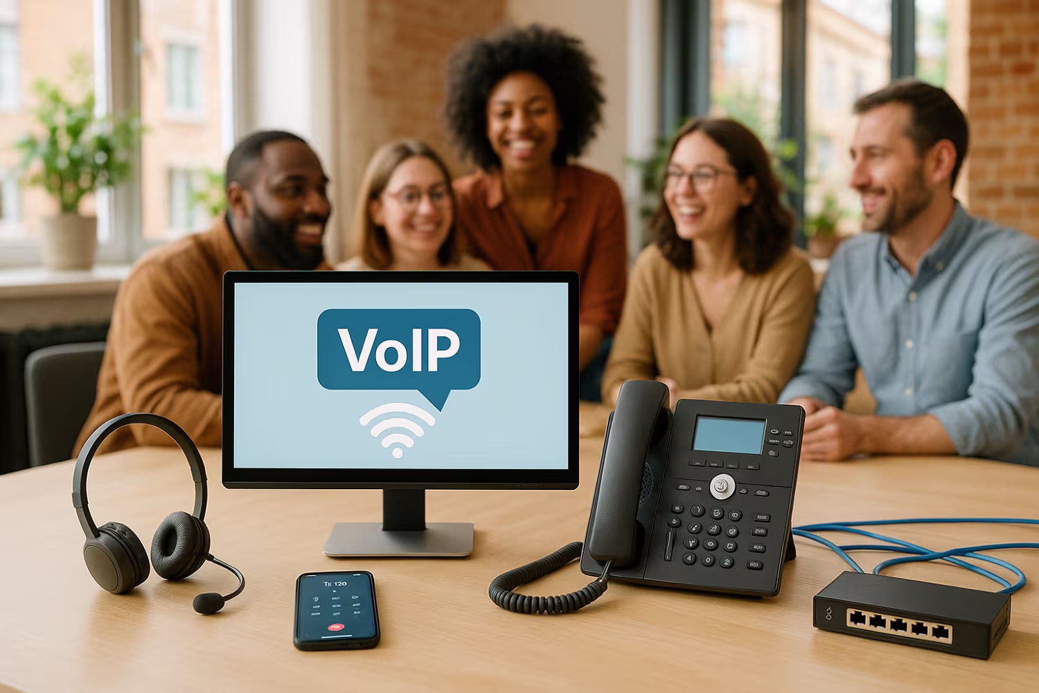 Modern Business VoIP Setup Office