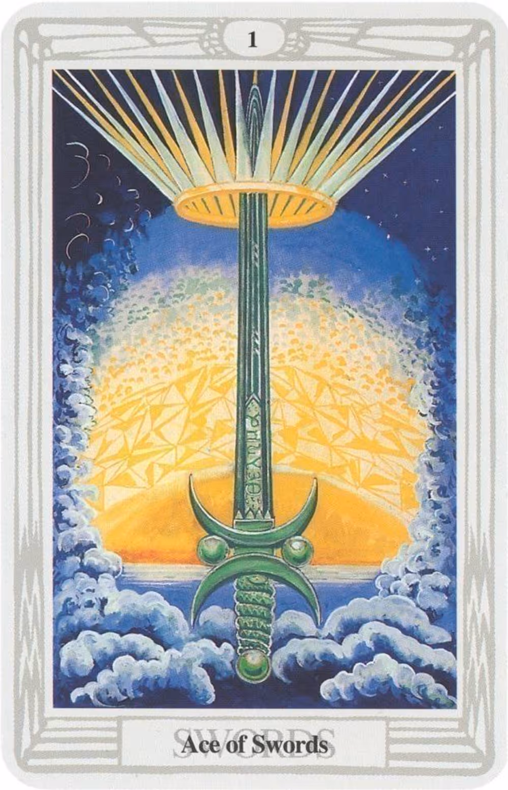 The Ace of Swords tarot card from the Thoth deck