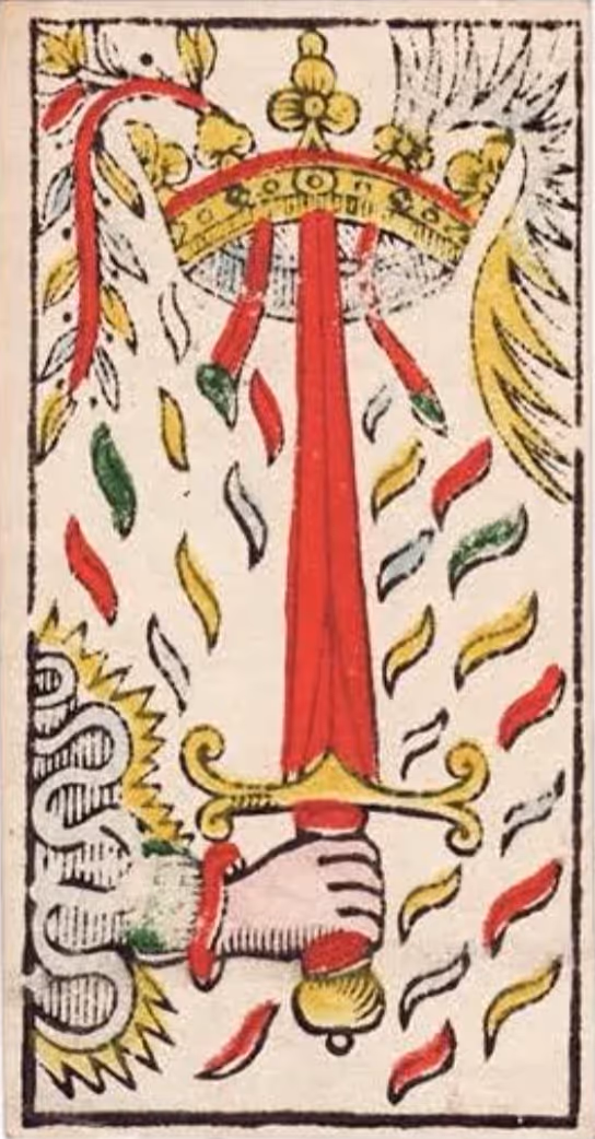 The Ace of Swords tarot card from the Thoth deck