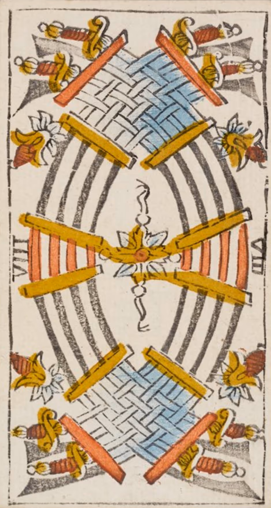 The Eight of Swords tarot card from the Thoth deck