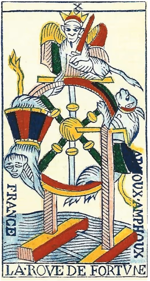 Wheel of Fortune tarot card from the Thoth deck