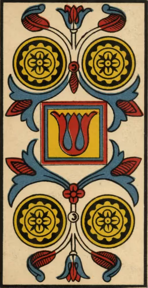 Four of Coins tarot card from the Thoth deck