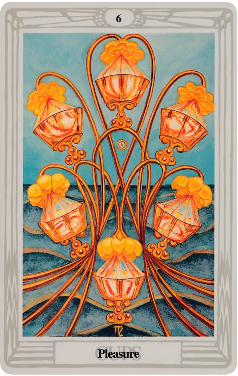The Six of Cups tarot card from the Thoth deck