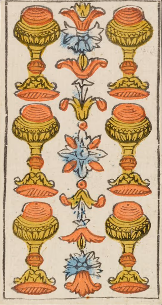 The Six of Cups tarot card from the Thoth deck