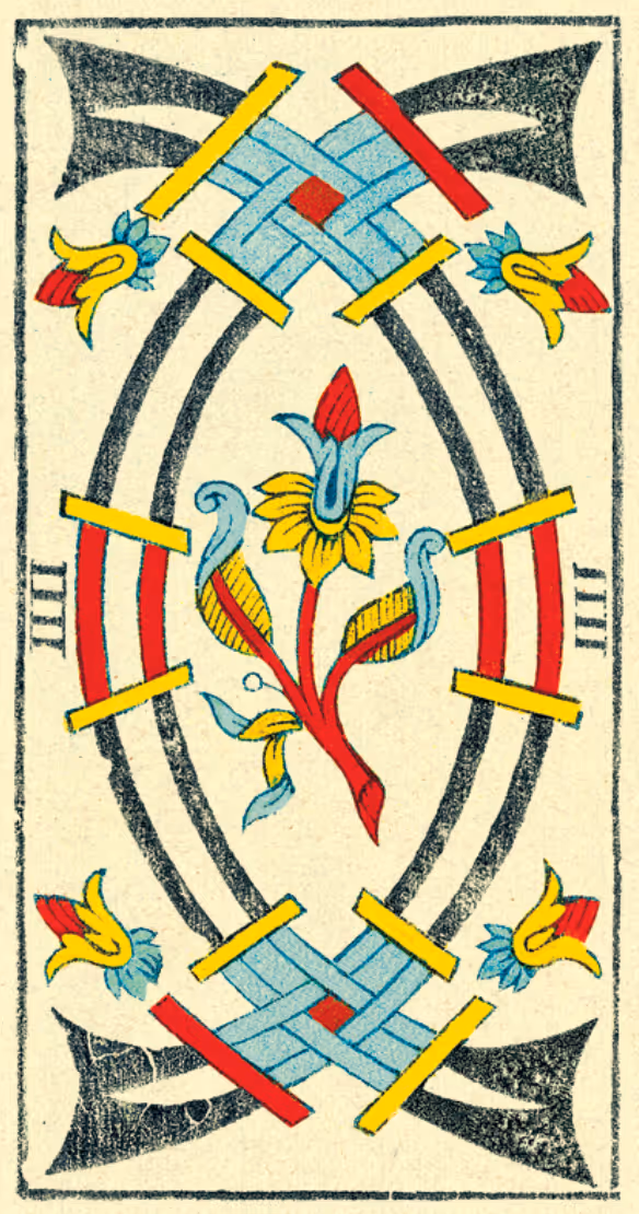 The Four of Swords tarot card from the Thoth deck