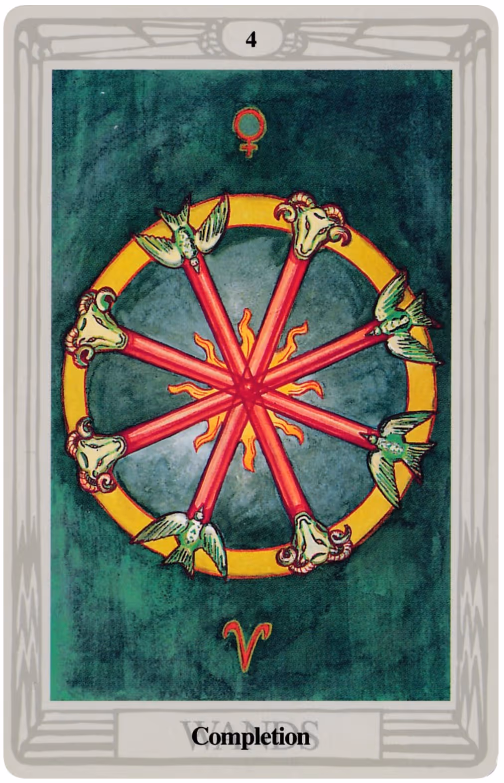 The Four of Wands tarot card from the Rider deck