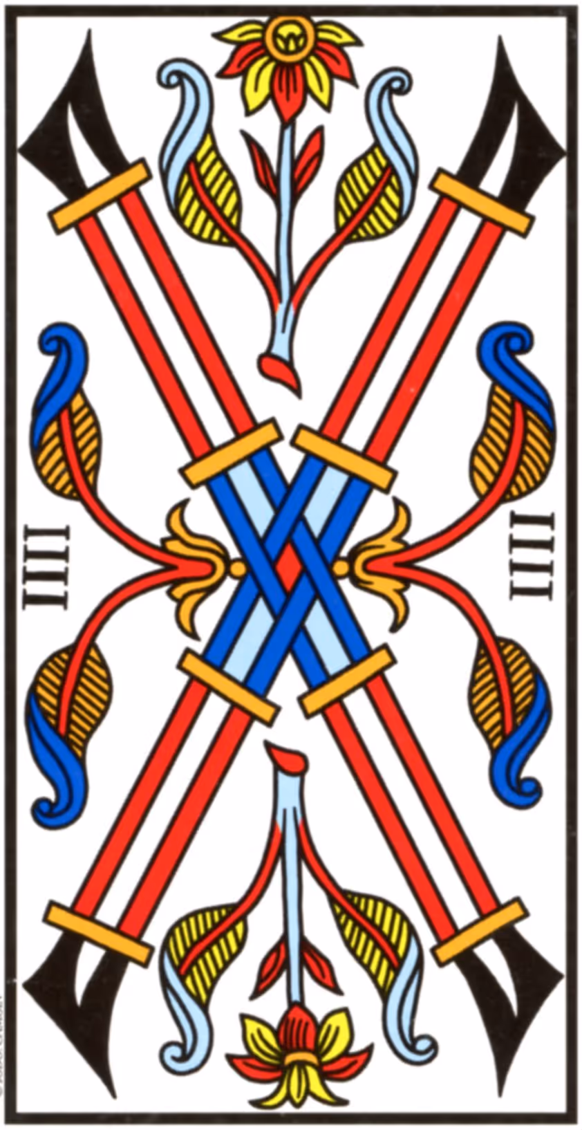 The Four of Wands tarot card from the Thoth deck