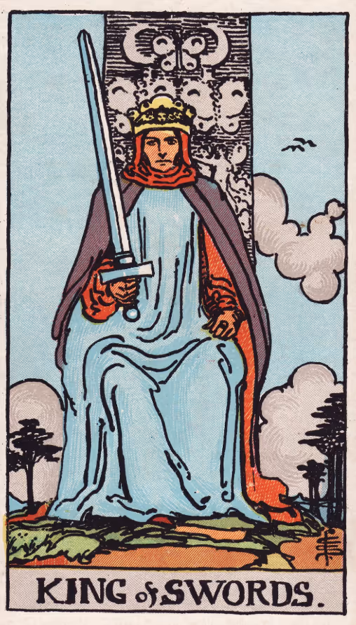 King of Swords tarot card from the Rider deck