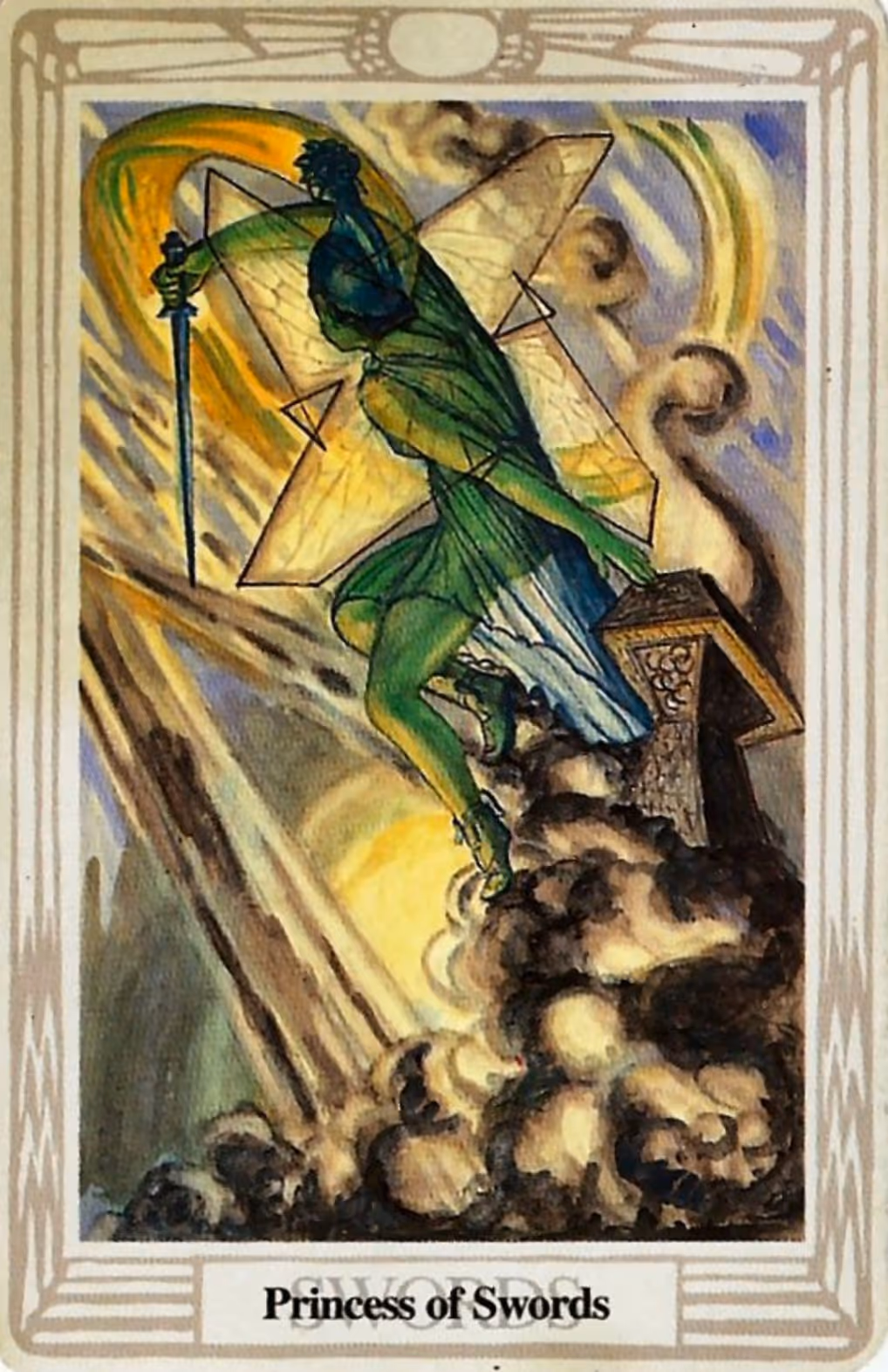 Page of Swords tarot card from the Thoth deck