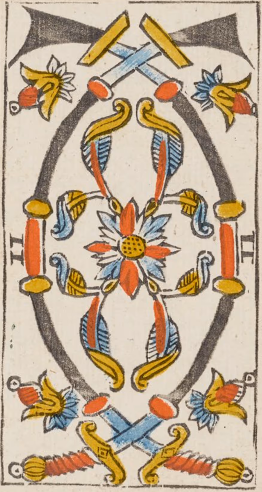 Two of Swords tarot card from the Thoth deck