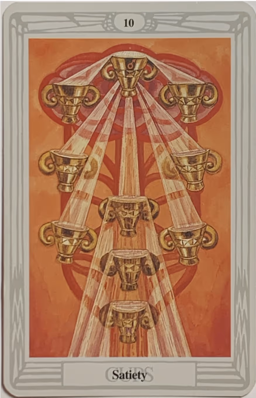 Ten of Cups tarot card from the Thoth deck
