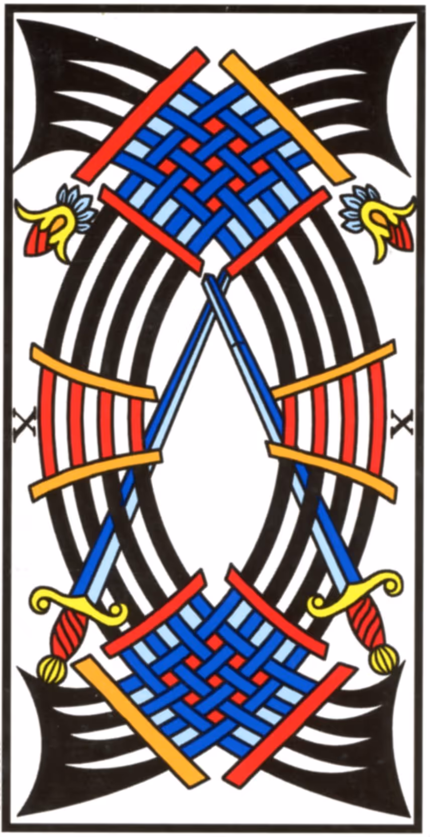 The Ten of Swords tarot card from the Thoth deck