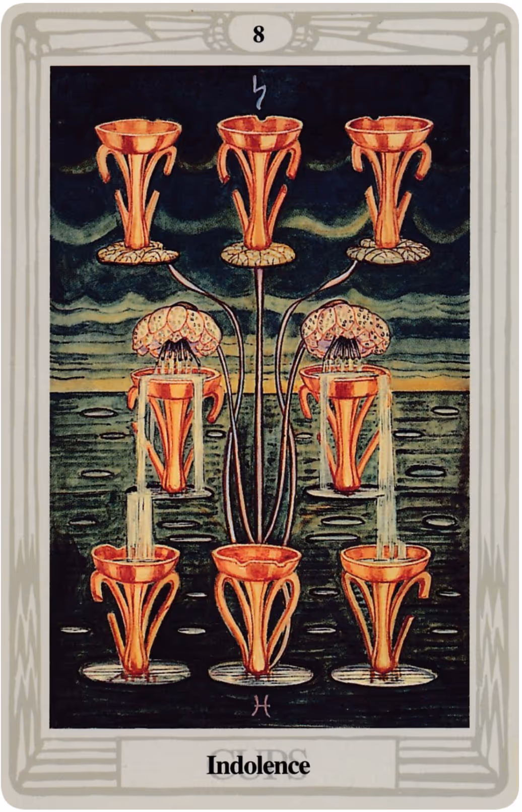 Eight of Cups tarot card from the Thoth deck
