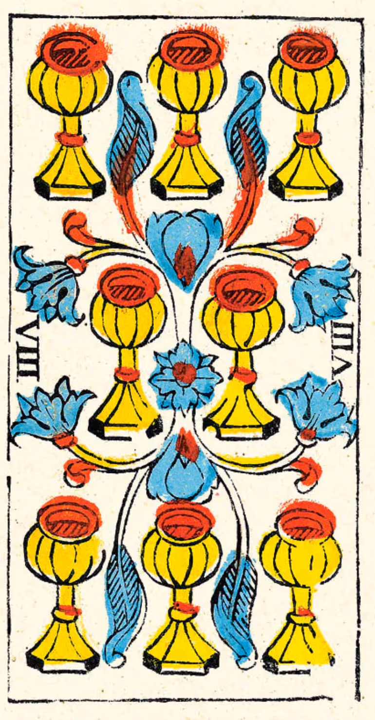 Eight of Cups tarot card from the Thoth deck