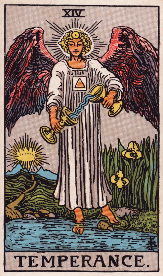 Temperance tarot card from the Rider deck