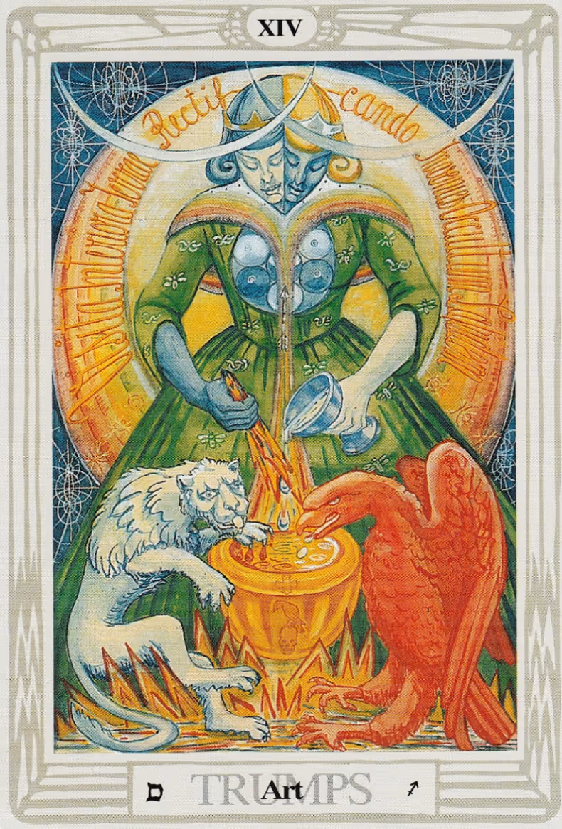 Temperance tarot card from the Marseille deck