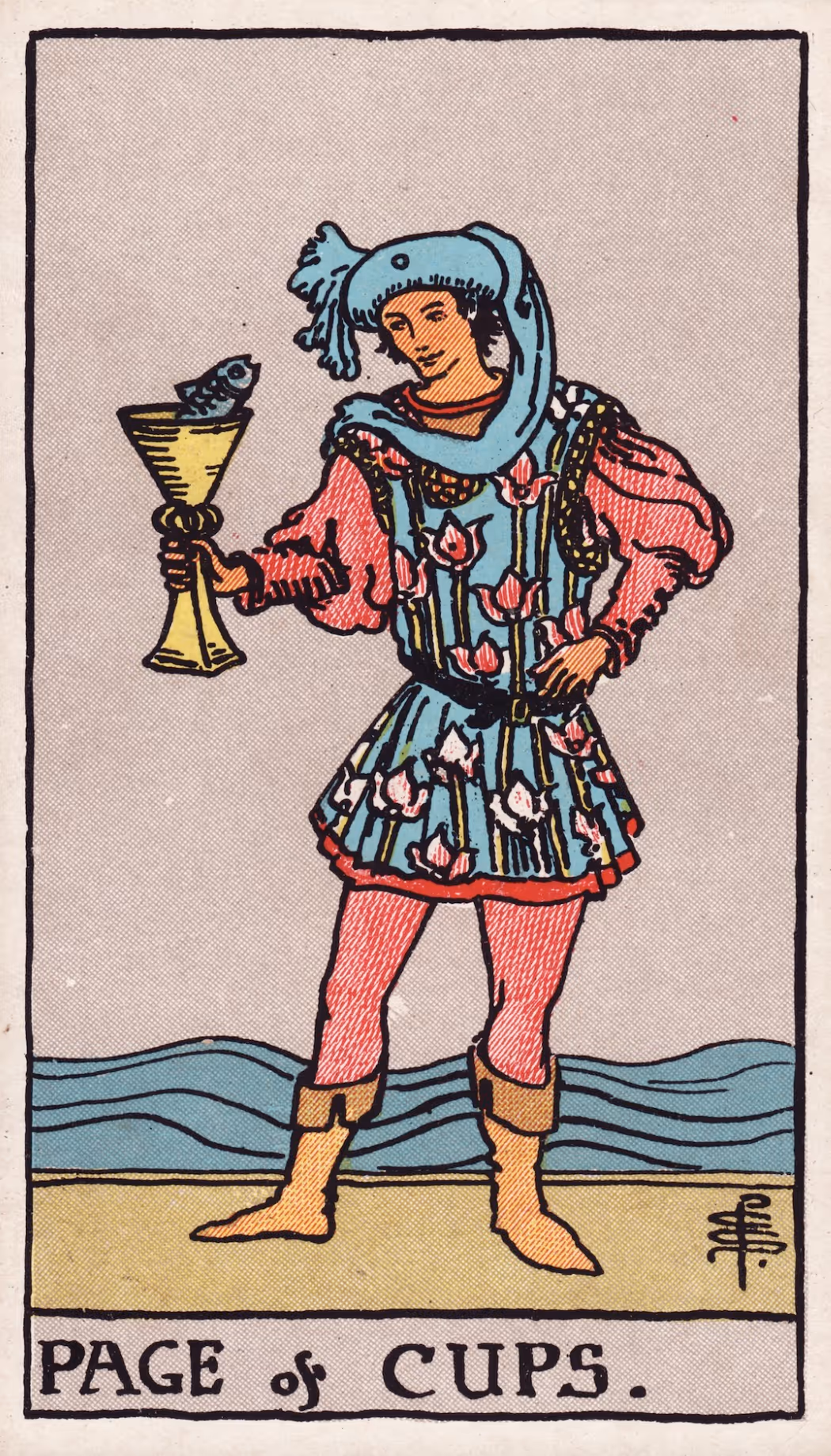 Page and Princess of Cups tarot card from the Rider deck