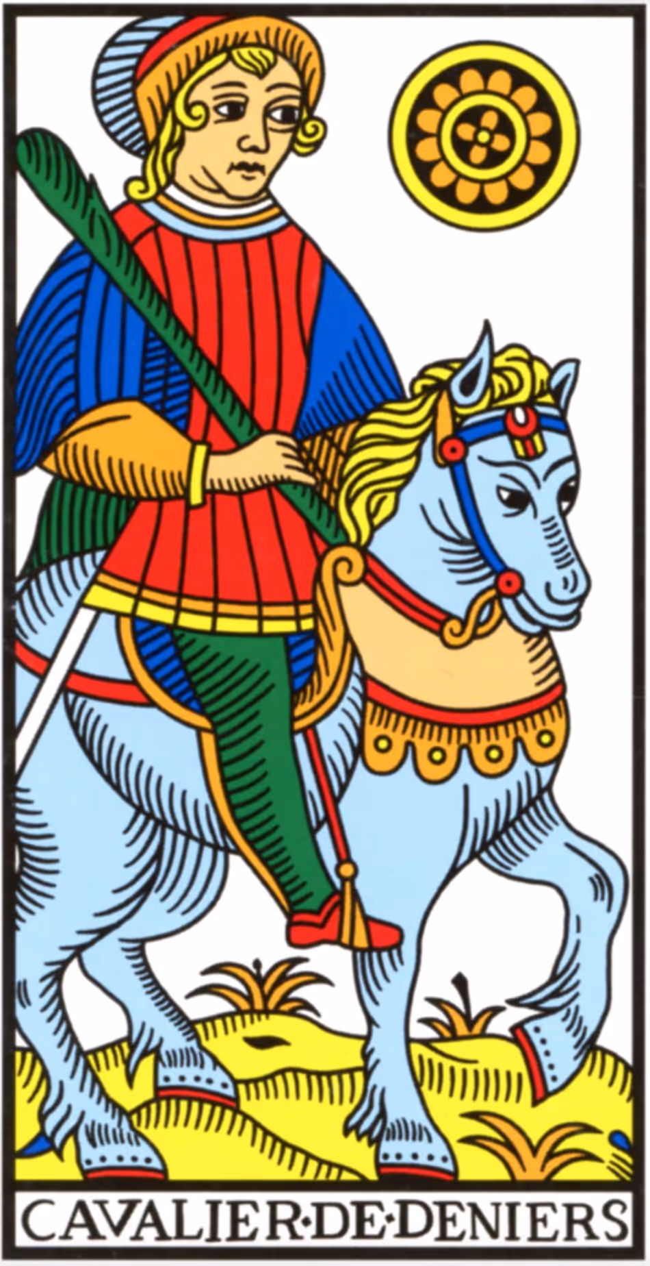 Knight of Disks tarot card from the Thoth deck