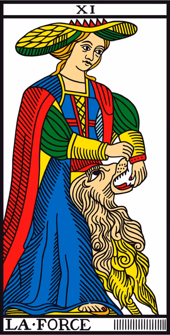 Strength tarot card from the Rider deck