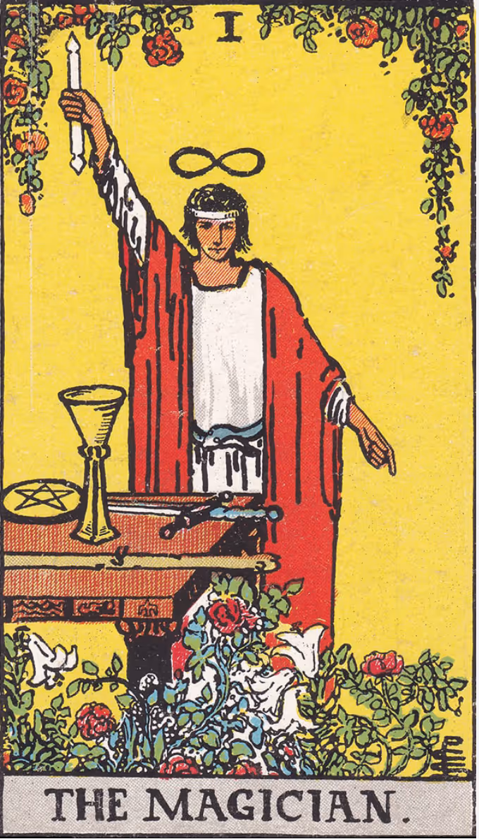 The Magician tarot card from the Rider deck