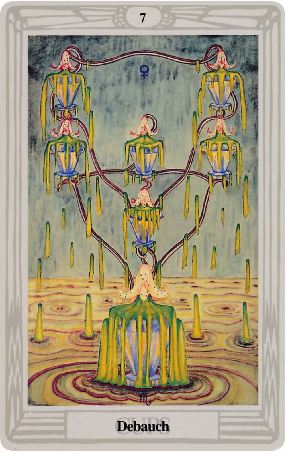 The Seven of Cups tarot card from the Thoth deck