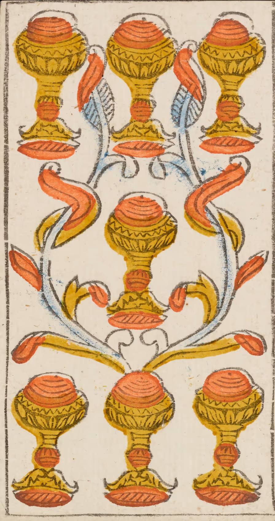 The Seven of Cups tarot card from the Marseille deck