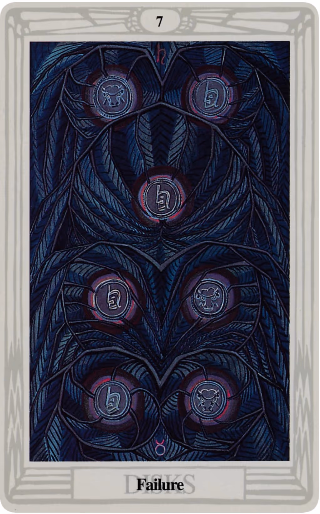 The Seven of Disks tarot card from the Rider deck