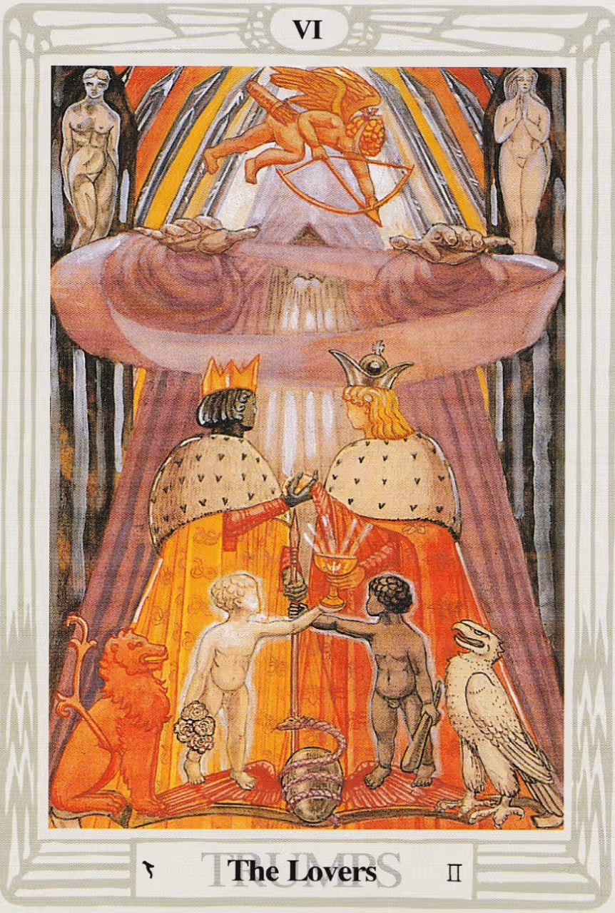 The Lovers tarot card from the Marseille deck