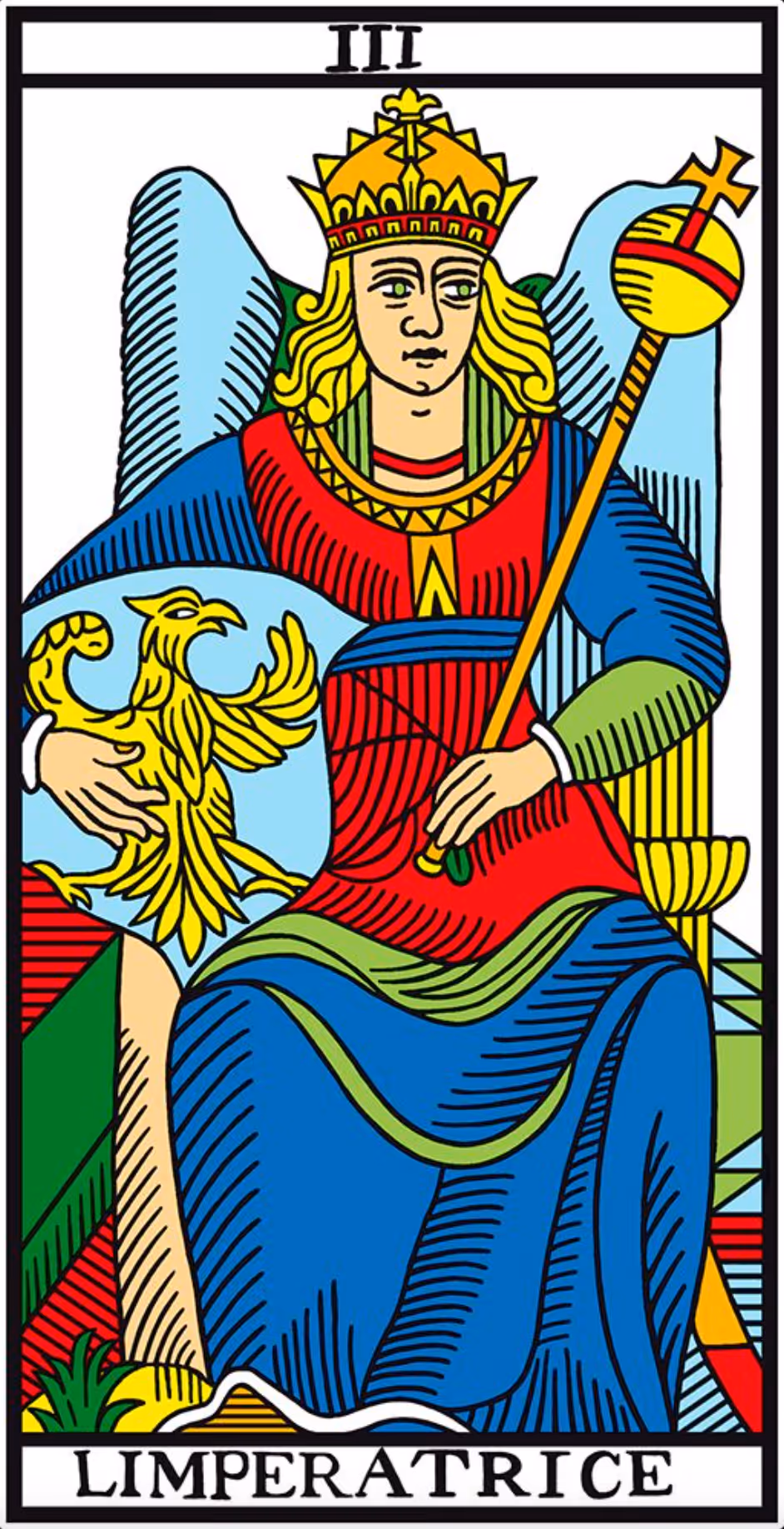 The Empress tarot card from the Marseille deck