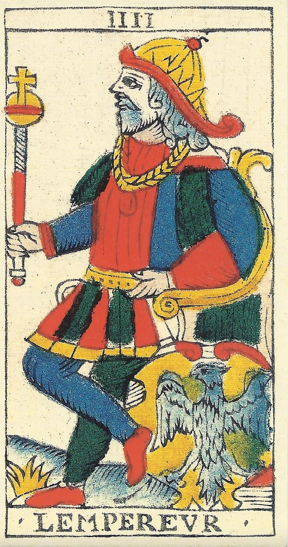 The Emperor tarot card from the Marseille deck