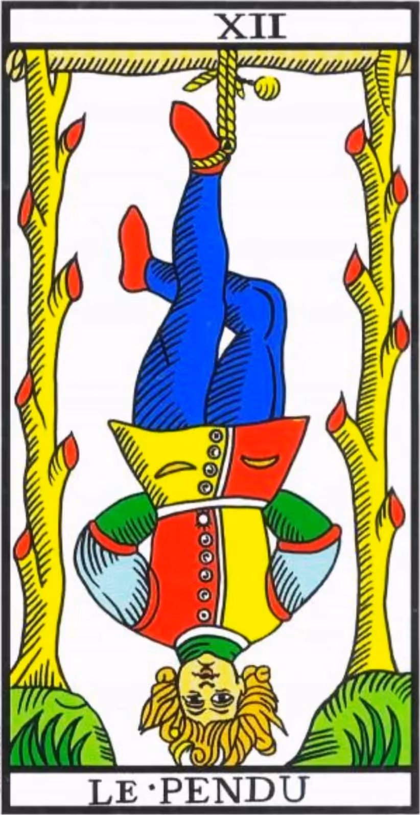 The Hanged Man tarot card from the Rider deck