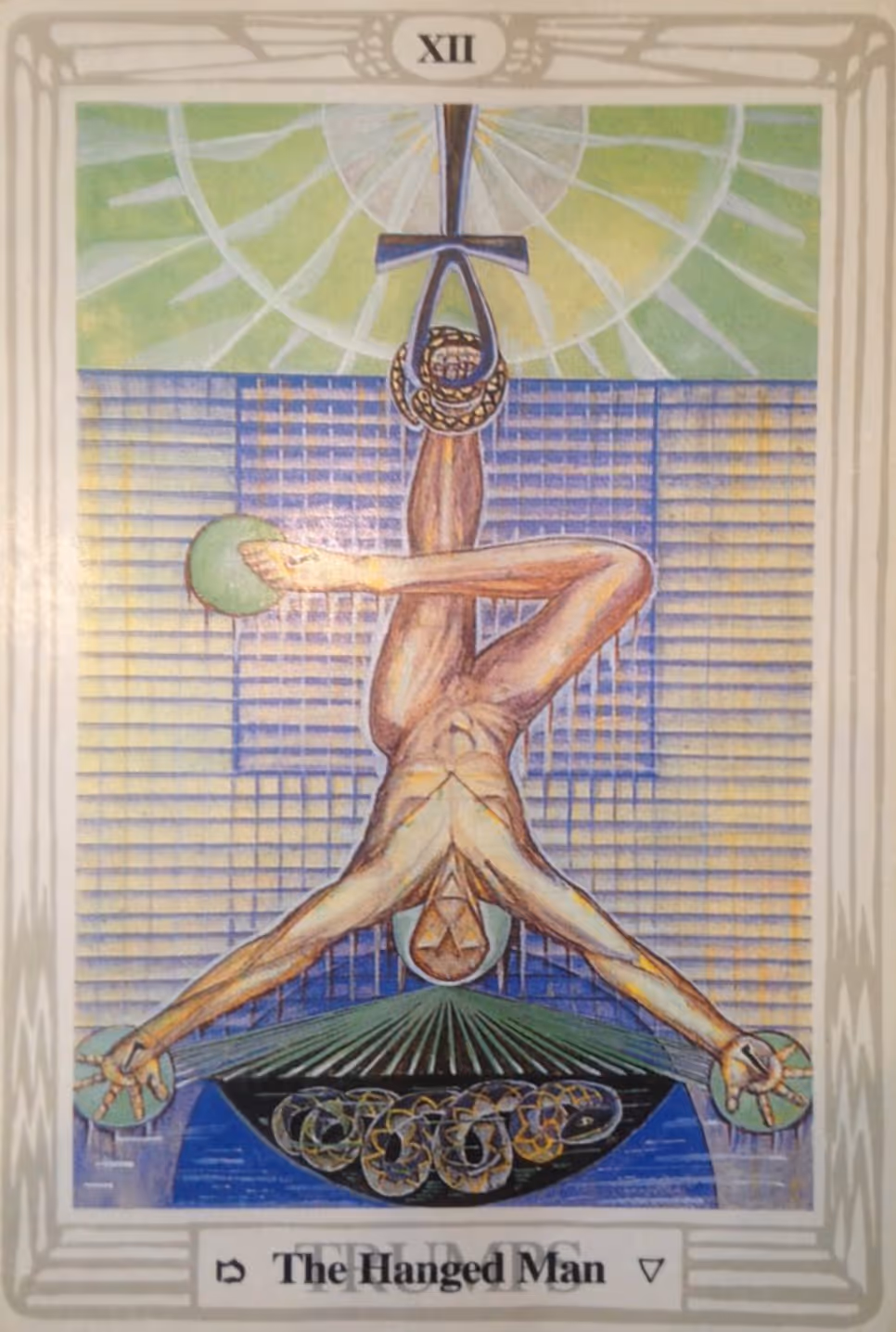 The Hanged Man tarot card from the Rider deck