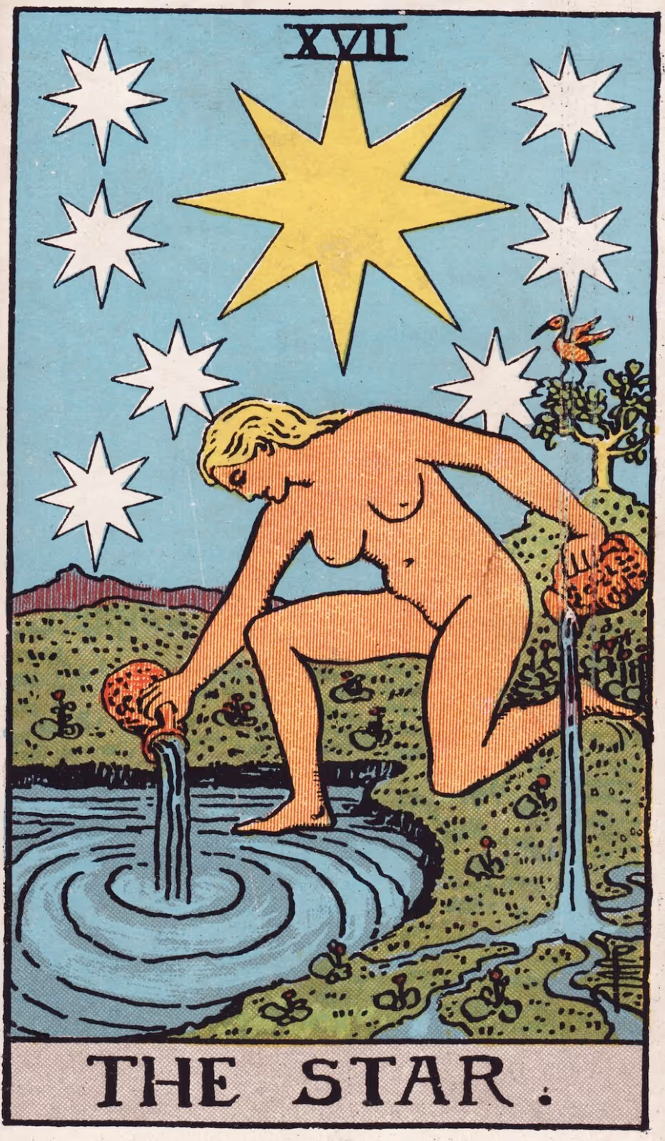 The Star tarot card from the Rider deck