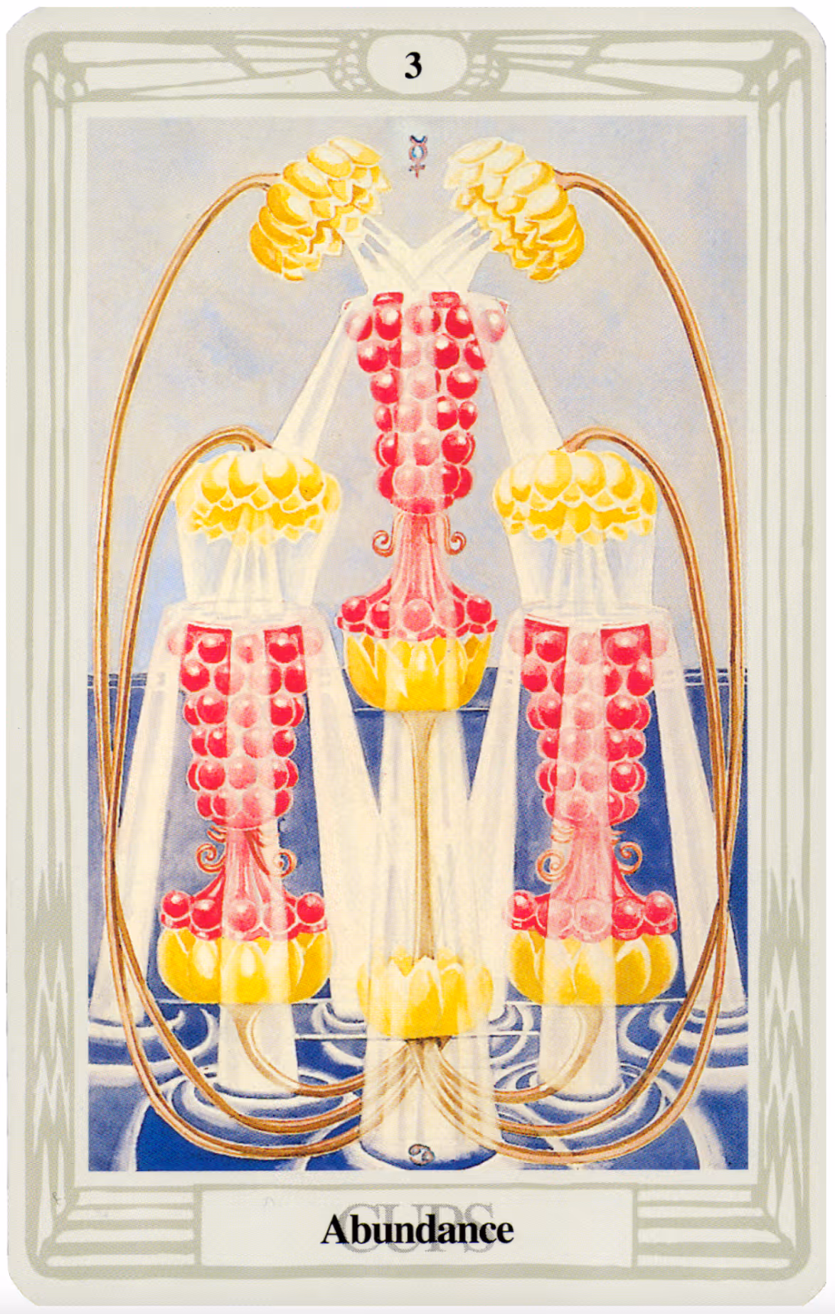 The Three of Cups tarot card from the Rider deck