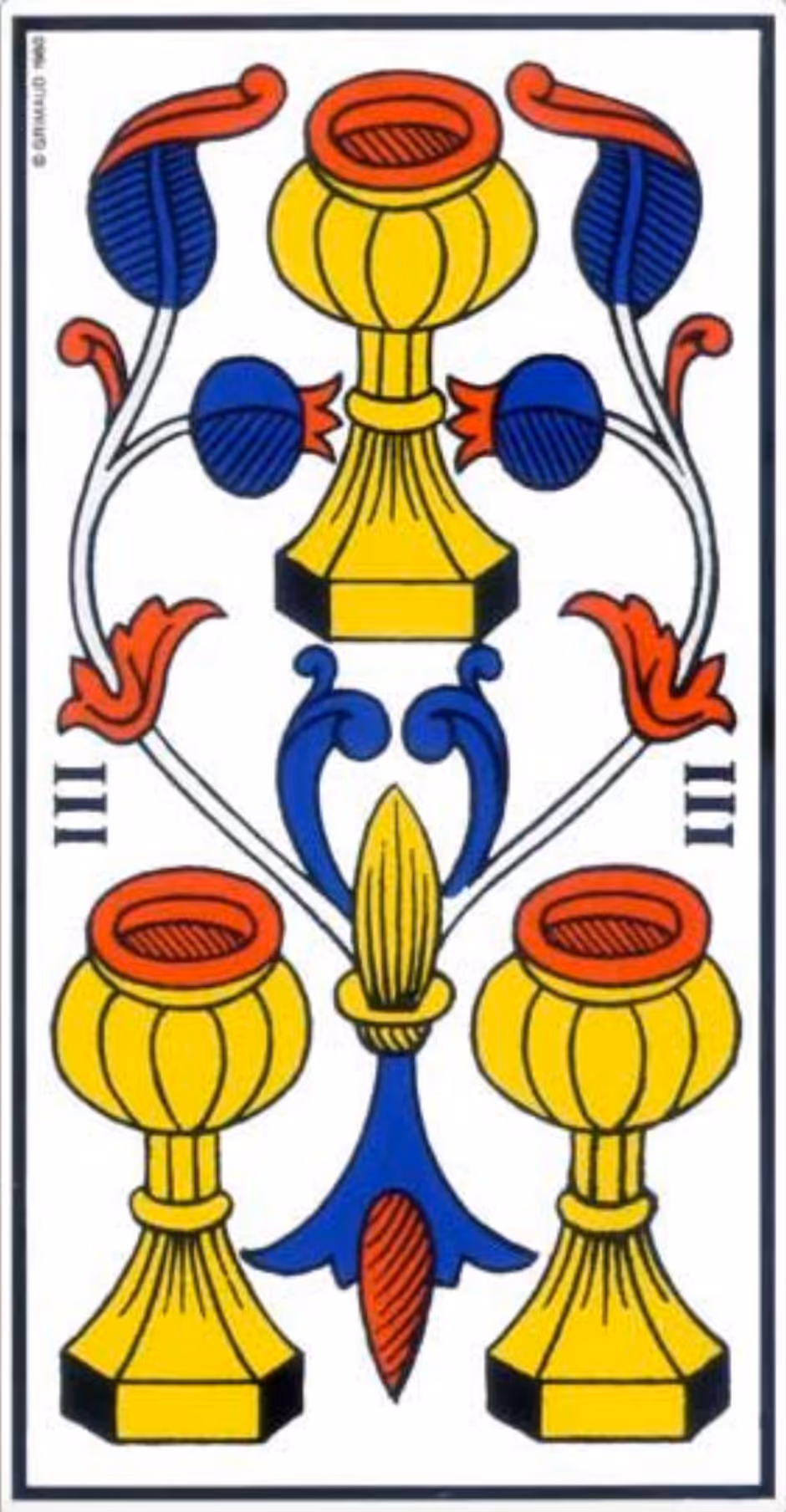 The Three of Cups tarot card from the Thoth deck