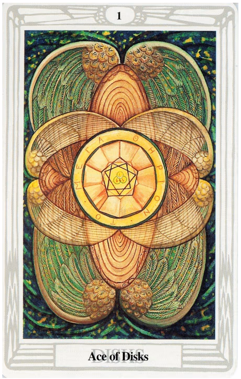 The Ace of Disks tarot card from the Rider deck