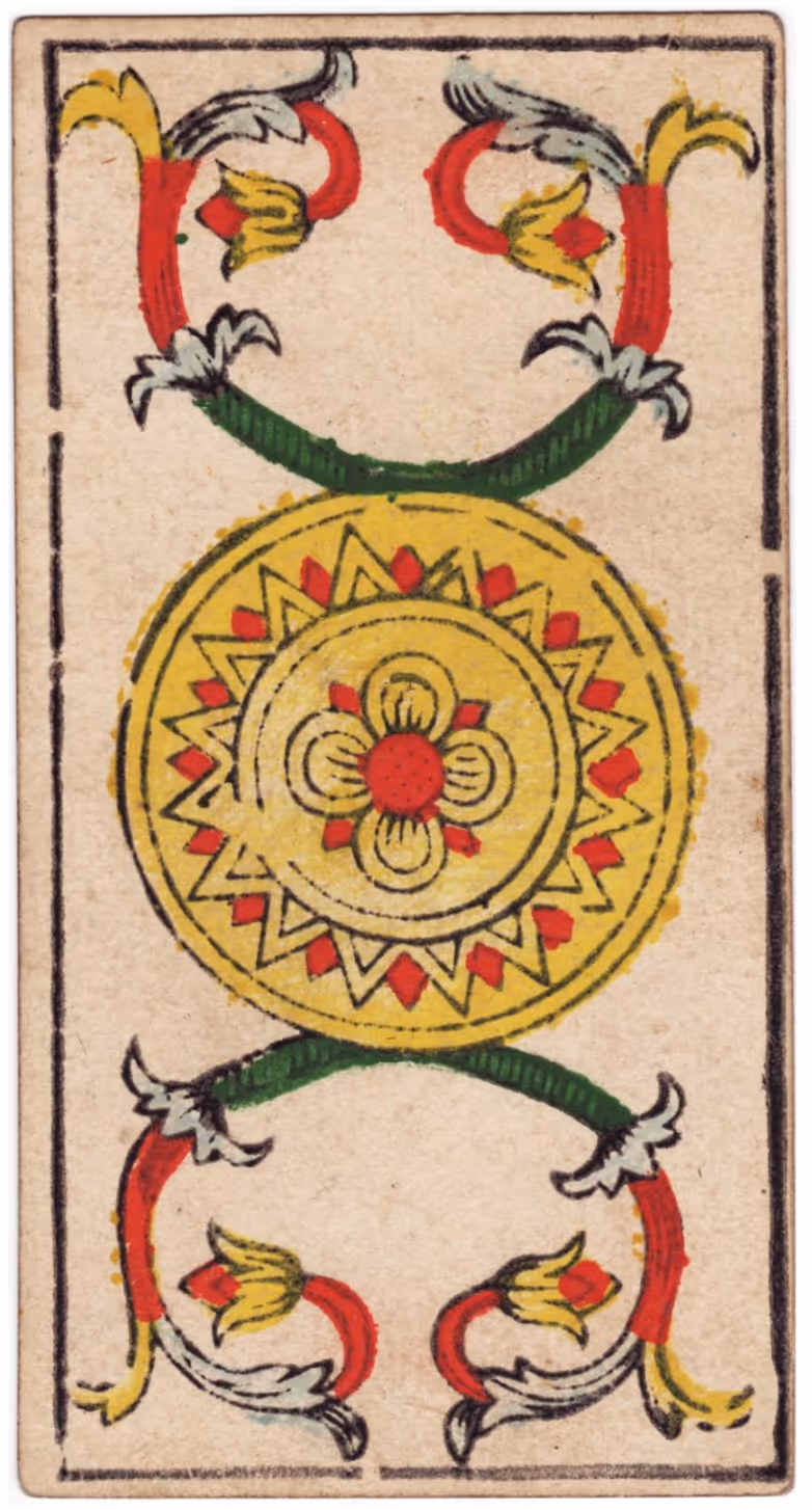 The Ace of Disks tarot card from the Thoth deck