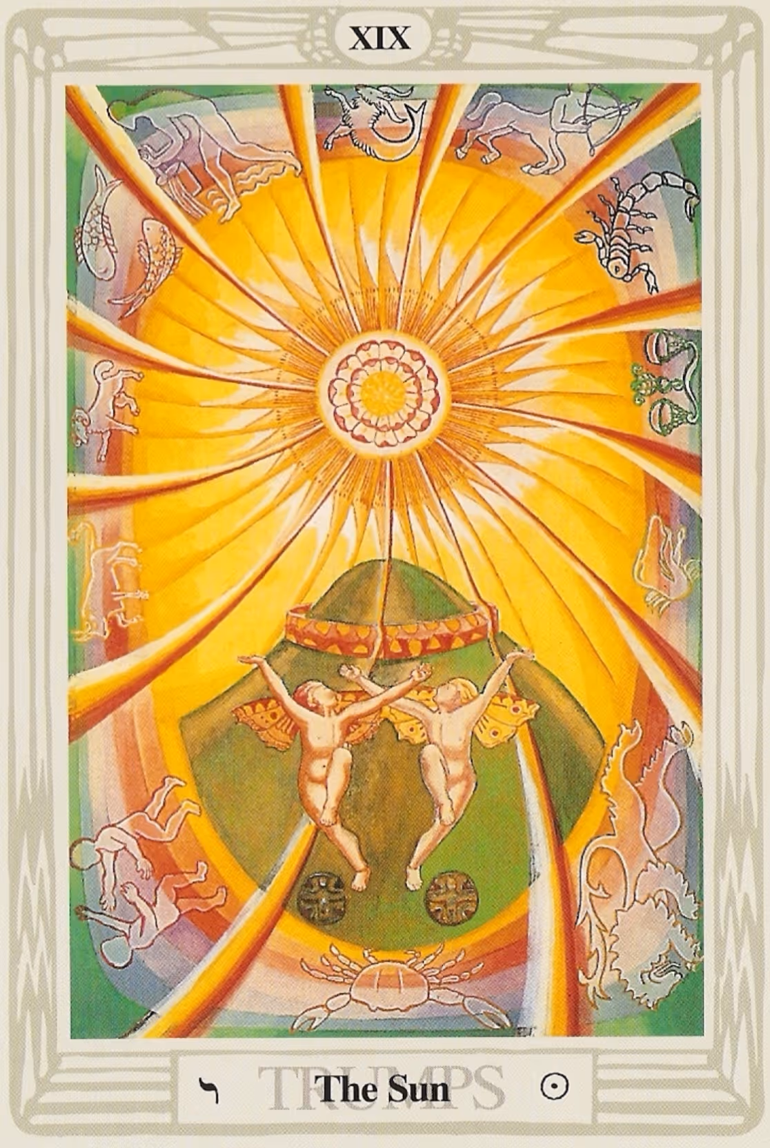 The Sun tarot card from the Rider deck