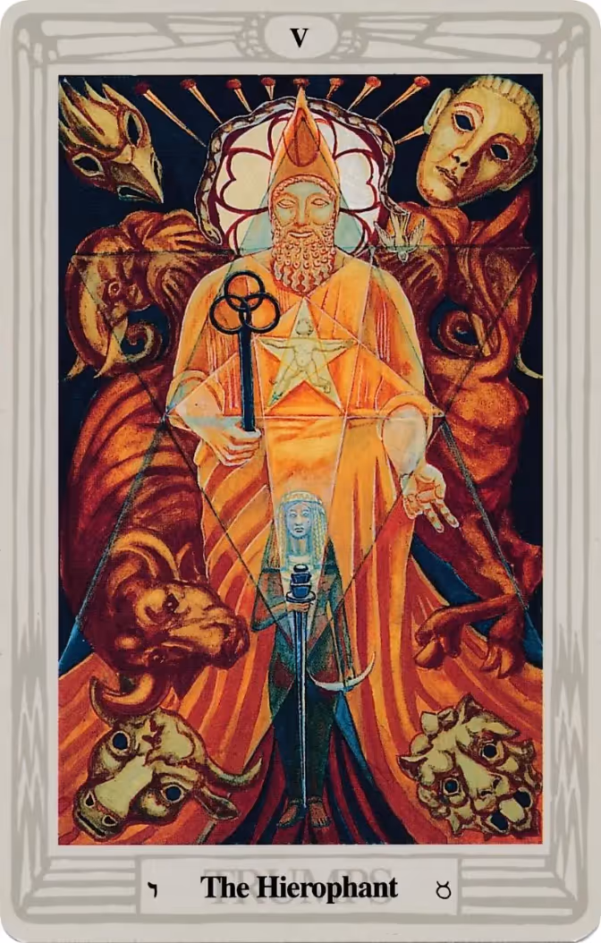 The Hierophant tarot card from the Thoth deck