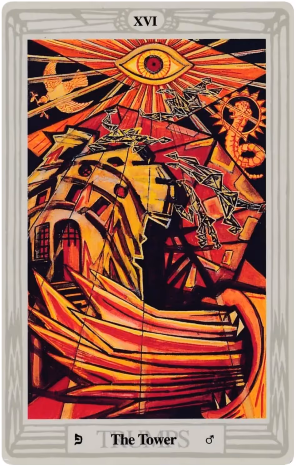 The Tower tarot card from the Thoth deck