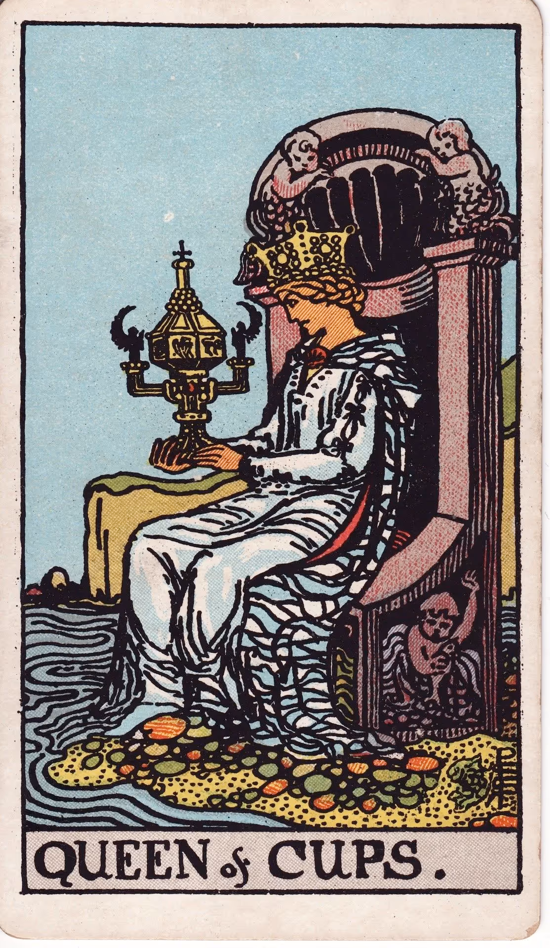 Queen of Cups tarot card from the Rider deck