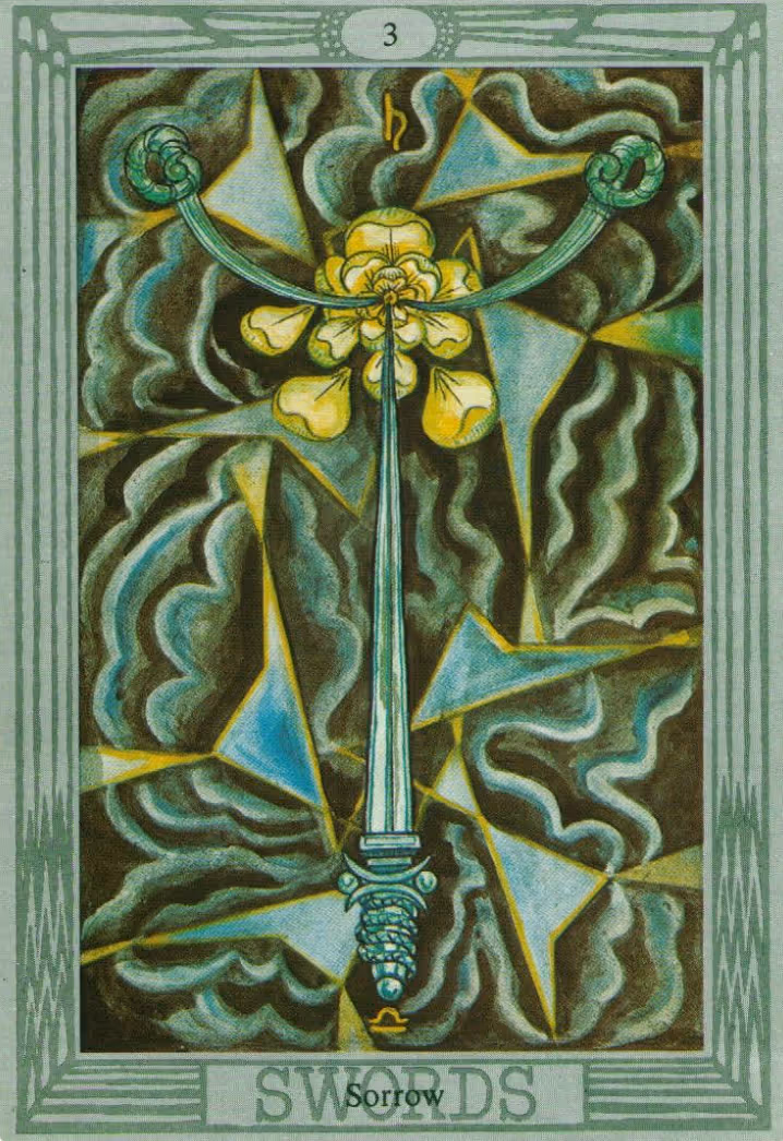 Three of Swords tarot card from the Rider deck