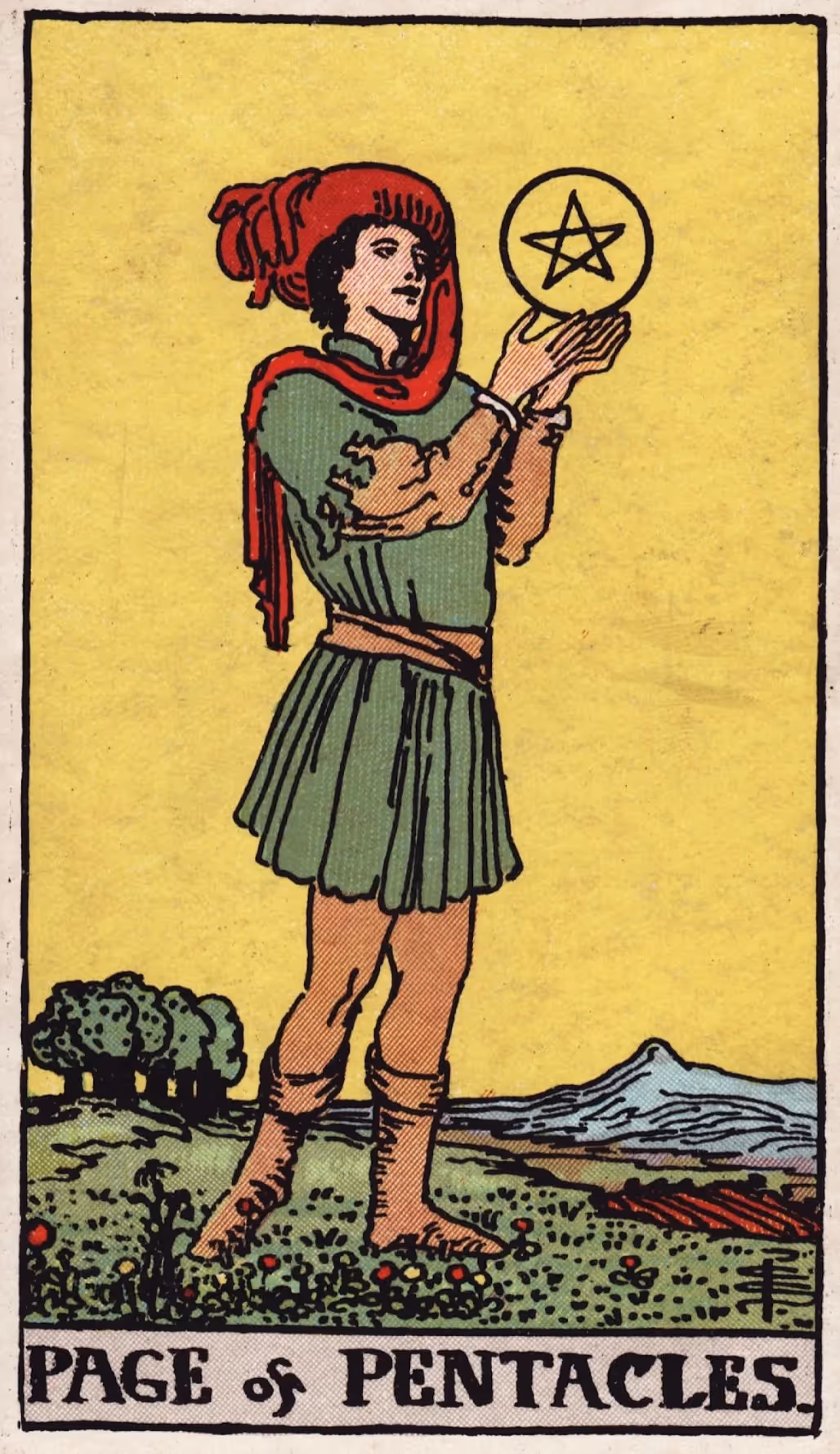 Page and Princess of Disks tarot card from the Rider deck