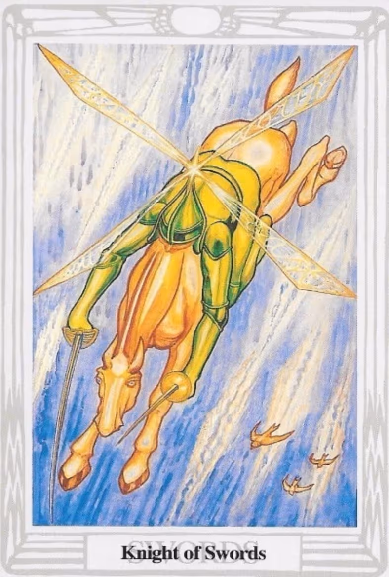 Knight of Swords tarot card from the Rider deck