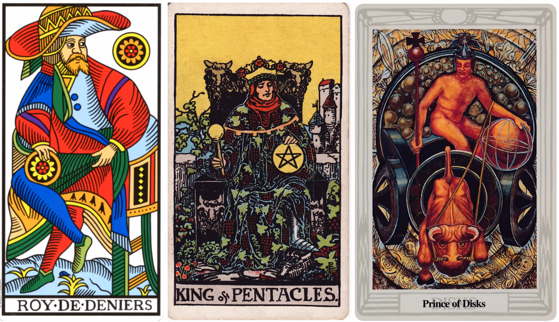 King and Prince of Disks (Tarot Triptych)