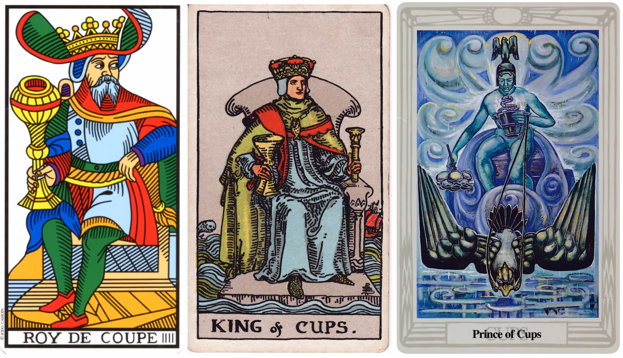 The King and Prince of Cups (Tarot Triptych)