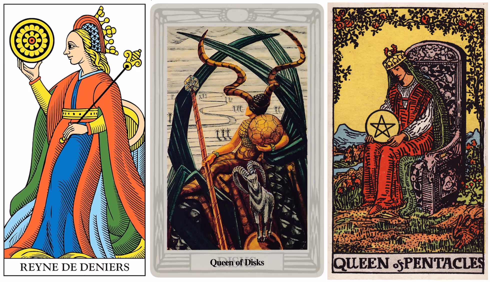 Queen of Disks (Tarot Triptych)