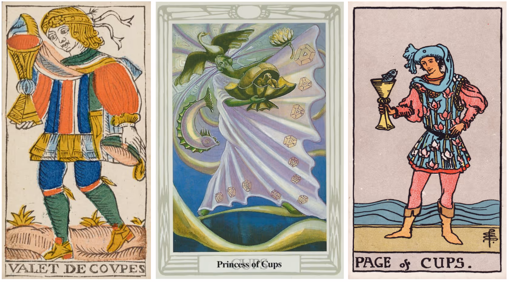 Page and Princess of Cups (Tarot Triptych)