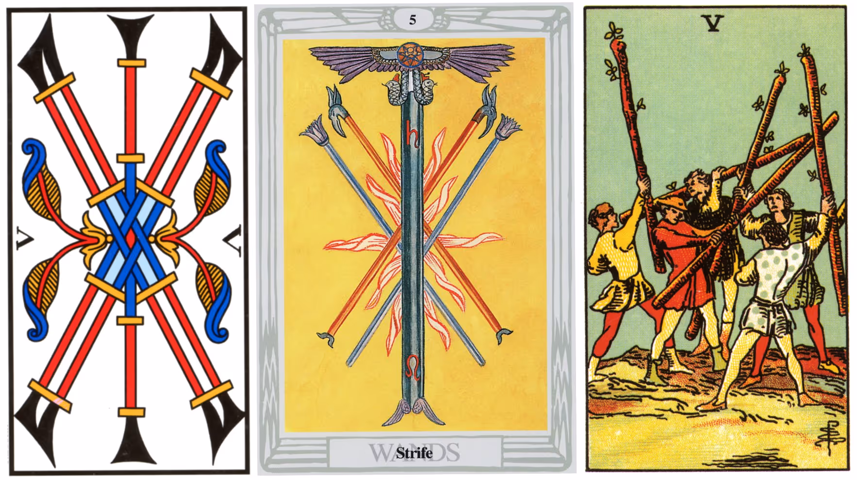 The Five of Wands (Tarot Triptych)
