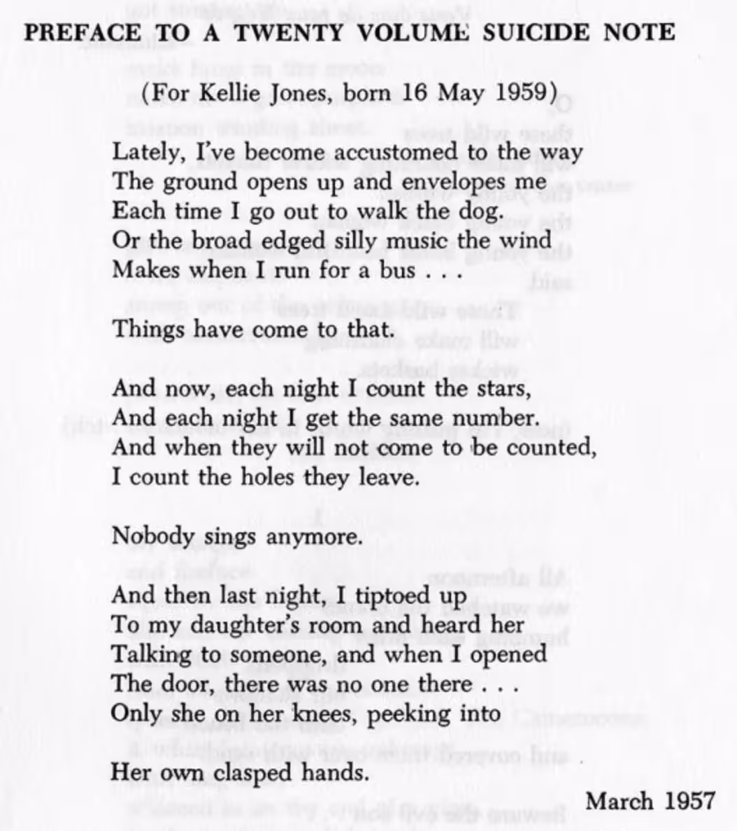 Preface to a Twenty Volume Suicide Note